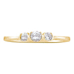 14kt Yellow Gold Womens Round Diamond 3-stone Bridal Wedding Engagement Ring 1/4 Cttw