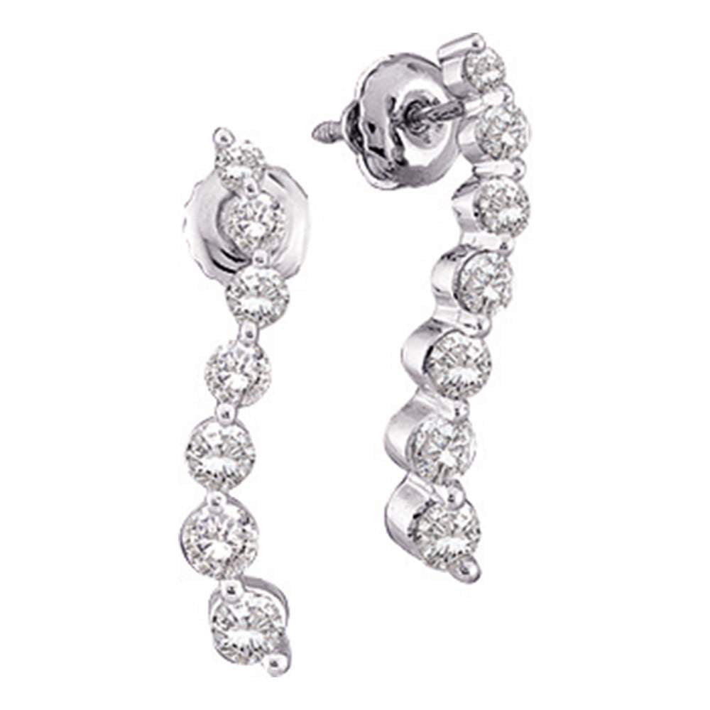 10kt White Gold Womens Round Diamond Graduated Journey Screwback Earrings 1/4 Cttw