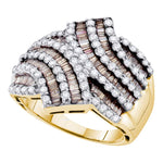 14kt Yellow Gold Womens Baguette Brown Color Enhanced Diamond Bypass Band Ring 1-3/4 Cttw