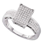 10kt White Gold Womens Round Diamond Rectangle Cluster Bridal Wedding Engagement Ring 1/5 Cttw