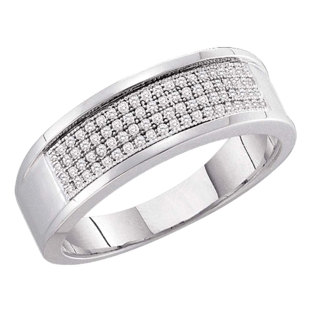 10kt White Gold Mens Round Diamond Wedding Band Ring 1/4 Cttw