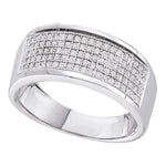10k White Gold Mens Round Diamond Micropave Wedding Anniversary Band Ring 1/3 Cttw