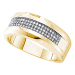 10kt Yellow Gold Mens Round Pave-set Diamond Wedding Band Ring 1/4 Cttw