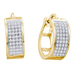10kt Yellow Gold Womens Round Diamond Huggie Earrings 1/4 Cttw