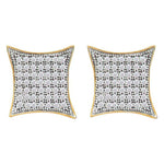 10kt Yellow Gold Womens Round Diamond Square Kite Cluster Screwback Earrings 3/8 Cttw