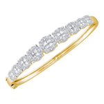 14kt Yellow Gold Womens Princess Round Diamond Soleil Bangle Bracelet 3-1/10 Cttw