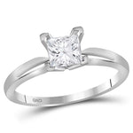 14kt White Gold Womens Princess Diamond Solitaire Bridal Wedding Engagement Ring 7/8 Cttw