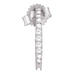14kt White Gold Womens Round Pave-set Diamond Single Row Screwback Hoop Earrings 1/4 Cttw