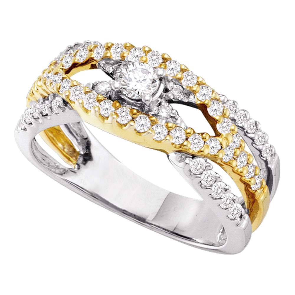 14kt White Gold Womens Round Diamond Solitaire Two-tone Bridal Wedding Engagement Ring 3/4 Cttw