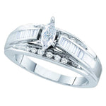 14kt White Gold Womens Marquise Diamond Solitaire Bridal Wedding Engagement Ring 1/2 Cttw