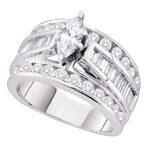 14kt White Gold Womens Marquise Diamond Solitaire Bridal Wedding Engagement Ring 1.00 Cttw