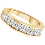 14kt Yellow Gold Womens Round Diamond Double Row Band Ring 1/2 Cttw