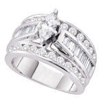 14kt White Gold Womens Marquise Diamond Solitaire Bridal Wedding Engagement Ring 2.00 Cttw