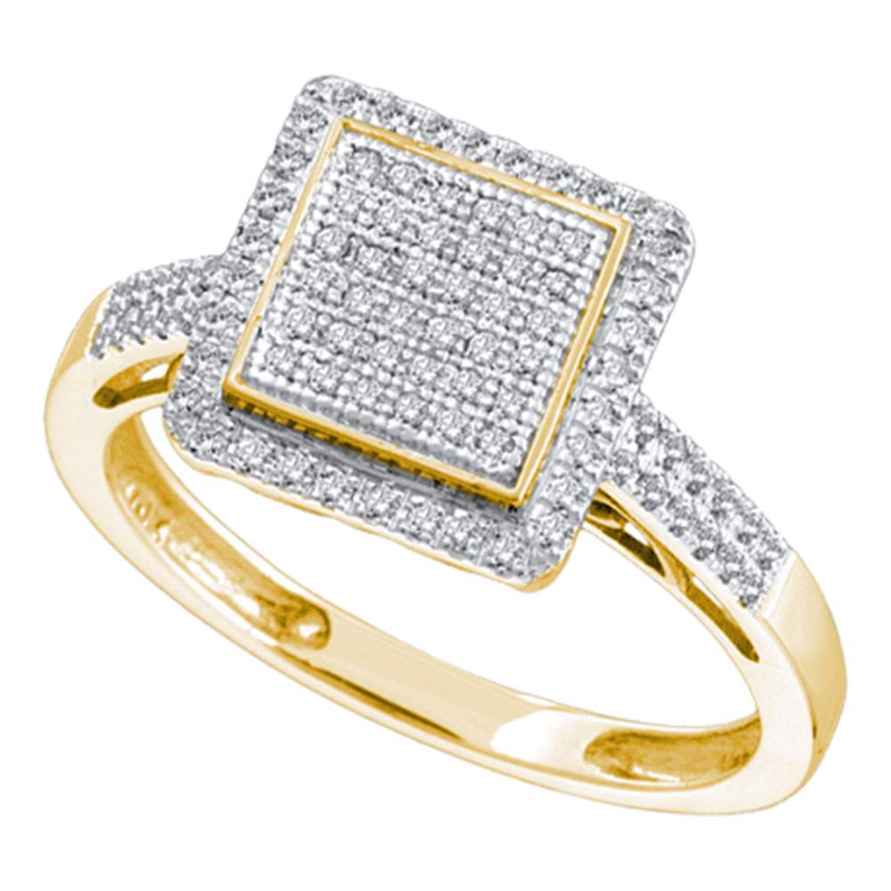 10kt Yellow Gold Womens Round Diamond Square Frame Cluster Ring 1/3 Cttw