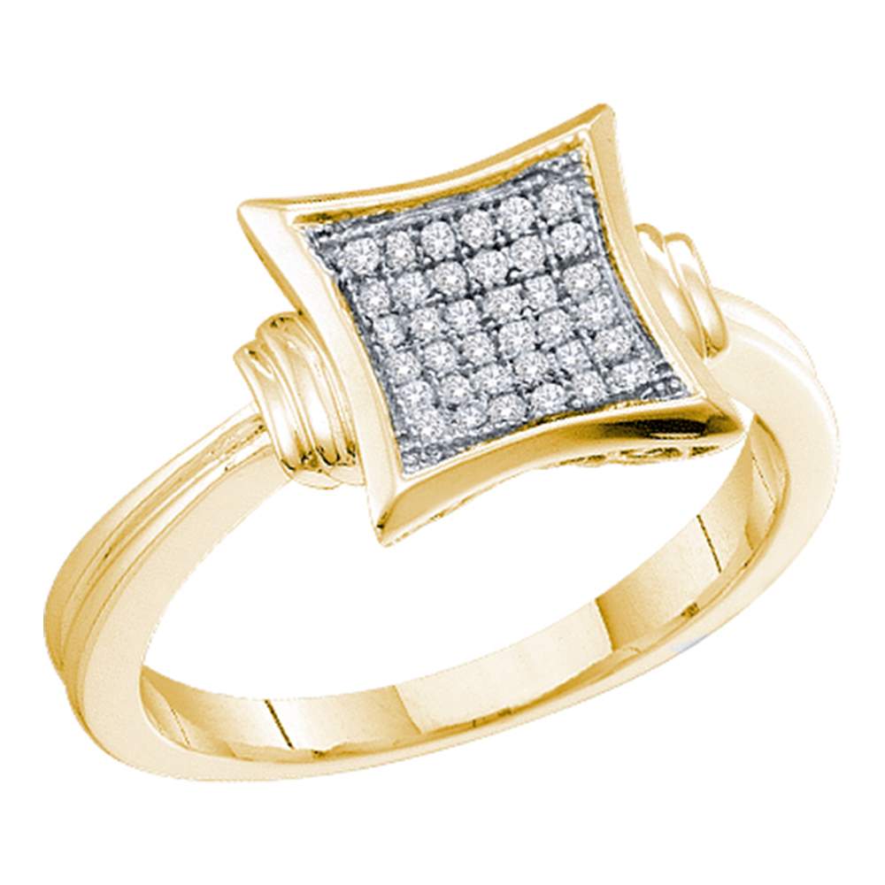 10kt Yellow Gold Womens Diamond Square Cluster Ring 1/10 Cttw