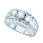 14k White Gold Womens Round Diamond 3-stone Bridal Wedding Engagement Ring 1.00 Cttw