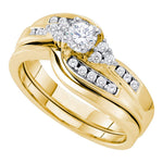 14kt Yellow Gold Womens Round Diamond Bridal Wedding Engagement Ring Band Set 1/2 Cttw
