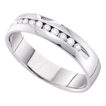 14k White Gold Womens Round Channel-set Diamond Smooth Comfort-fit Wedding Anniversary Band 1/2 Cttw