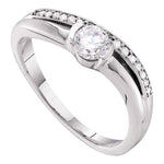 14kt White Gold Womens Round Diamond Solitaire Bridal Wedding Engagement Ring 3/8 Cttw