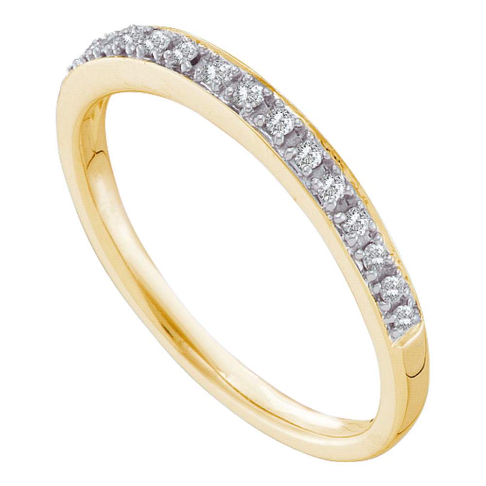 14kt Yellow Gold Womens Round Prong-set Diamond Slender Band 1/8 Cttw