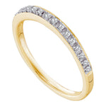 14kt Yellow Gold Womens Round Prong-set Diamond Slender Band 1/8 Cttw