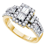 14kt Yellow Gold Womens Baguette Diamond Rectangle Frame Cluster Ring 1.00 Cttw