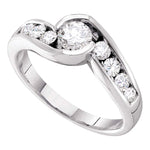 14k White Gold Womens Round Diamond Bezel-Set Bridal Engagement Ring 1/2 Cttw