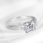 1.25 CT Carat Women's Engagement RING Sterling Silver Princess Cut