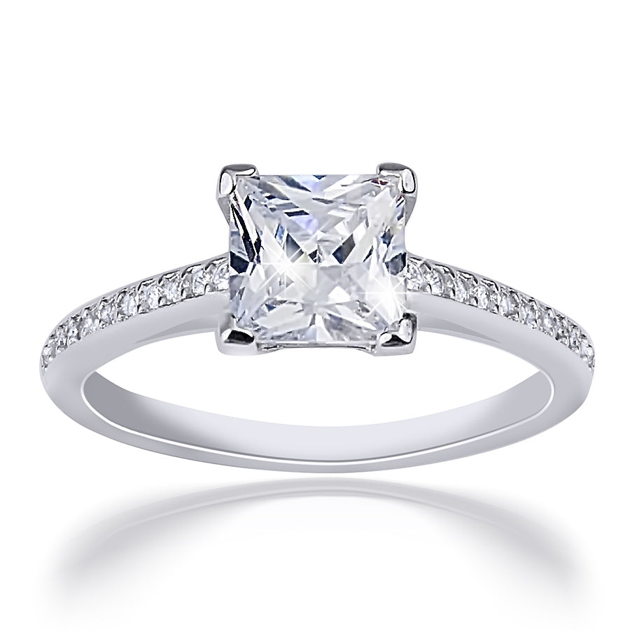 1.25 CT Carat Women's Engagement RING Sterling Silver Princess Cut