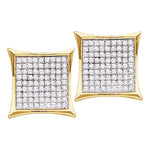 14kt Yellow Gold Womens Round Diamond Square Cluster Earrings 3/8 Cttw