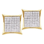 10kt Yellow Gold Womens Round Diamond Square Kite Cluster Earrings 3/4 Cttw