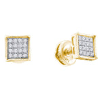 10kt Yellow Gold Womens Round Diamond Square Cluster Earrings 1/10 Cttw