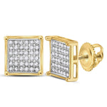 10kt Yellow Gold Womens Round Diamond Square Cluster Earrings 1/4 Cttw