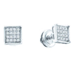 14kt White Gold Womens Round Diamond Square Cluster Earrings 1/4 Cttw