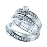 14kt White Gold His & Hers Round Diamond Solitaire Matching Bridal Wedding Ring Band Set 1/4 Cttw
