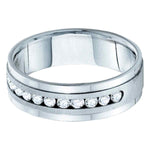 14kt White Gold Mens Round Diamond Wedding Band Ring 1.00 Cttw