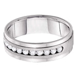 14kt White Gold Mens Round Diamond Wedding Band Ring 1/2 Cttw