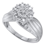 10kt White Gold Womens Round Diamond Cluster Ring 1/5 Cttw