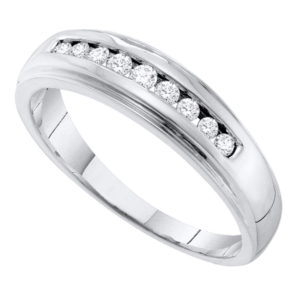 10kt White Gold Mens Round Channel-set Diamond 5mm Wedding Band Ring 1/4 Cttw