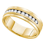 14kt Yellow Gold Mens Round Channel-set Diamond Single Row Wedding Band Ring 1.00 Cttw