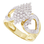 10kt Yellow Gold Womens Round Diamond Cluster Heart Ring 1/2 Cttw