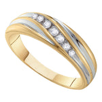 10kt Two-tone Gold Mens Round Diamond Wedding Band Ring 1/6 Cttw