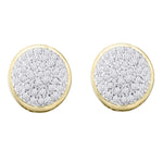 10kt Yellow Gold Womens Round Diamond Circle Cluster Stud Earrings 1/5 Cttw