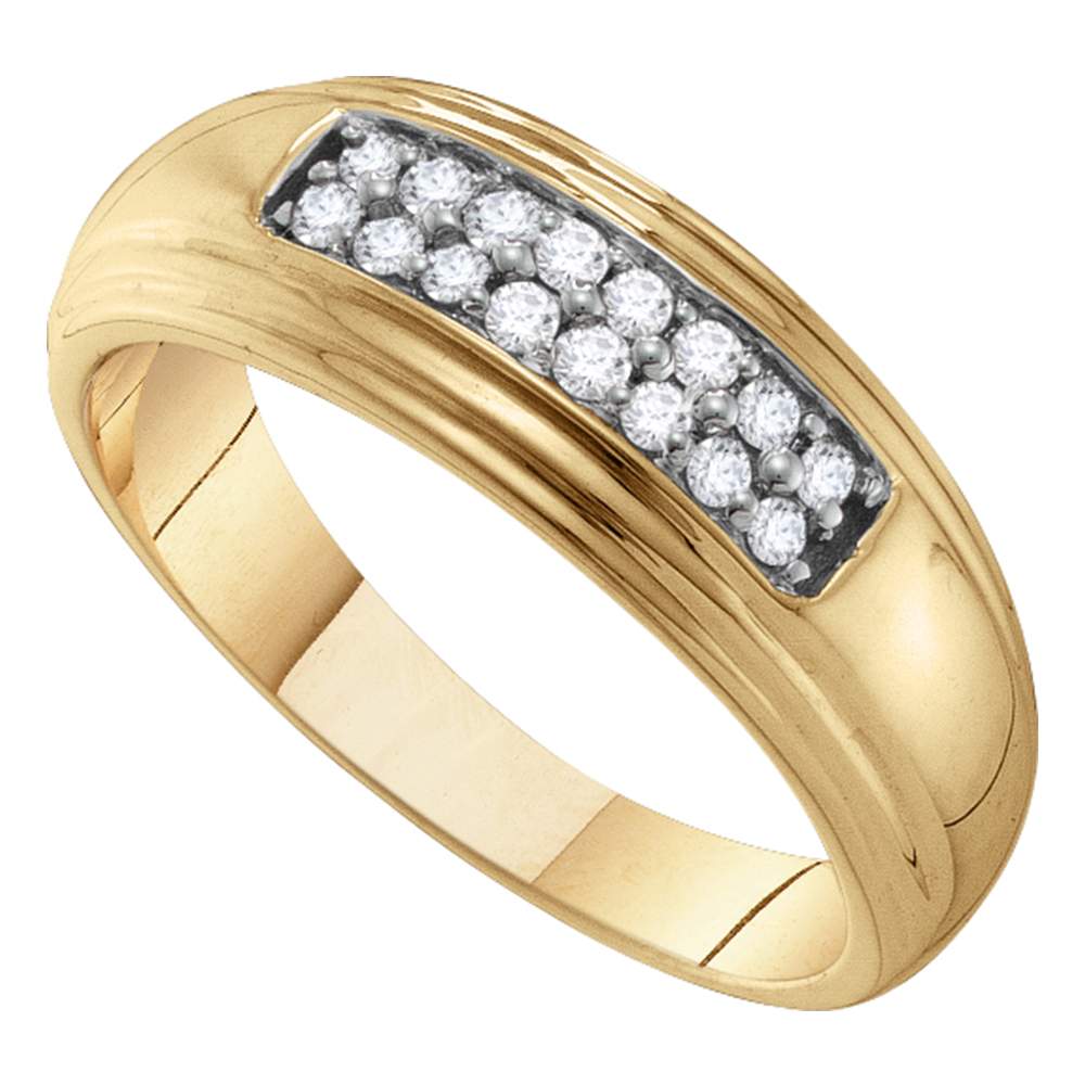 10kt Yellow Gold Mens Round Diamond Double Row Wedding Band Ring 1/4 Cttw