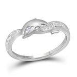 10kt White Gold Womens Round Diamond Dolphin Ring .03 Cttw