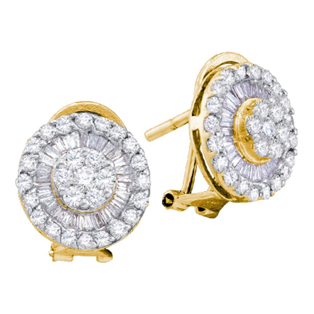 14kt Yellow Gold Womens Round Diamond Cluster French-clip Earrings 1-1/10 Cttw