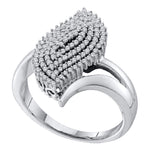 10kt White Gold Womens Round Diamond Oval Marquise-shape Cluster Ring 3/8 Cttw
