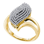10kt Yellow Gold Womens Round Diamond Oval Marquise-shape Cluster Ring 3/8 Cttw