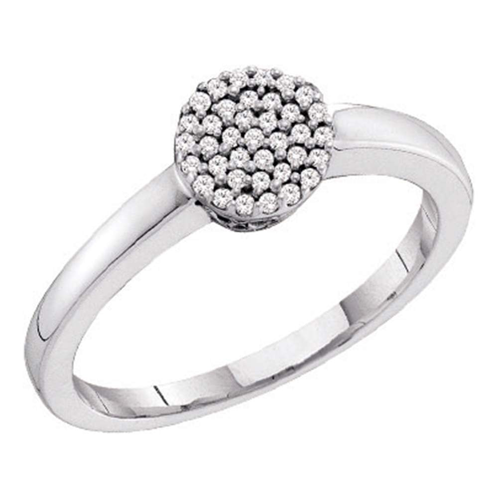 10kt White Gold Womens Round Diamond Simple Cluster Ring 1/8 Cttw