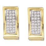 10kt Yellow Gold Womens Round Diamond Triple Row Huggie Earrings 1/6 Cttw